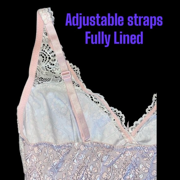 Y2K inspired Marilyn Monroe Lace & Floral Print Lines Babydoll Top L - Picture 5 of 7